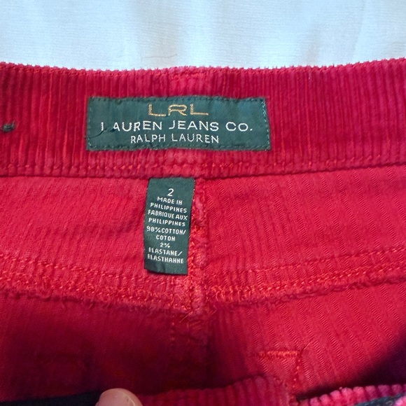LRL Lauren Jeans Co Red Corduroy Pants Classic Straight Size 2 - Picture 2 of 9
